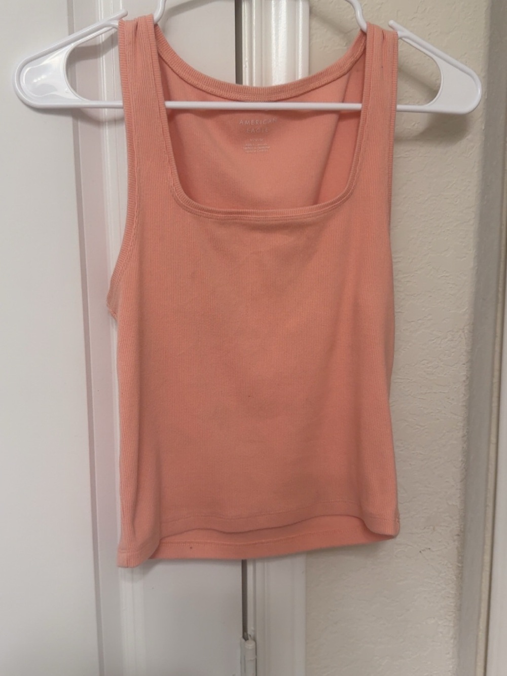 American Eagle Outfitters Peach Ribbed Square-Neck Tank Top